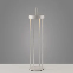 LED Akkulampe Tischleuchte greige 50cm Touchdimmer IP44 Gartenleuchte