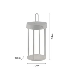 LED Akkulampe Tischleuchte greige 28cm Touchdimmer IP44 Gartenleuchte