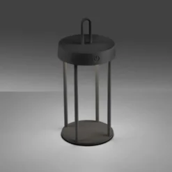 LED Akkulampe Tischleuchte schwarz 28cm Touchdimmer IP44 Gartenleuchte