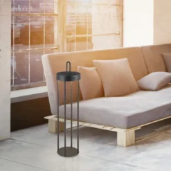LED Akkulampe Tischleuchte schwarz 50cm Touchdimmer IP44 Gartenleuchte