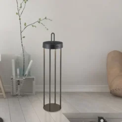 LED Akkulampe Tischleuchte schwarz 50cm Touchdimmer IP44 Gartenleuchte