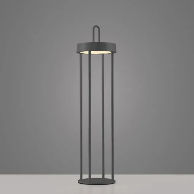 LED Akkulampe Tischleuchte schwarz 50cm Touchdimmer IP44 Gartenleuchte