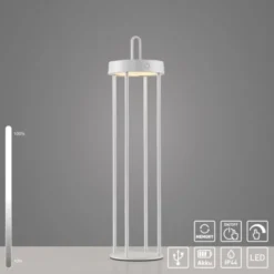 LED Akkulampe Tischleuchte weiß 50cm Touchdimmer IP44 Gartenleuchte