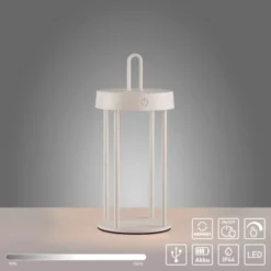 LED Akkulampe Tischleuchte weiß 28cm Touchdimmer IP44 Gartenleuchte