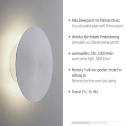 LED Akkuleuchte AKKU 18cm aluminium Timerfunktion USB dimmbar