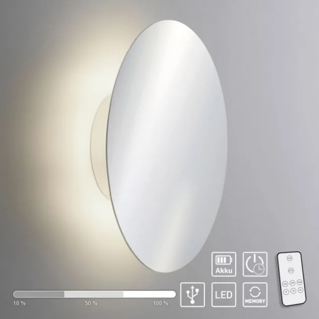 LED Akkuleuchte AKKU 25cm chrom Timerfunktion USB dimmbar
