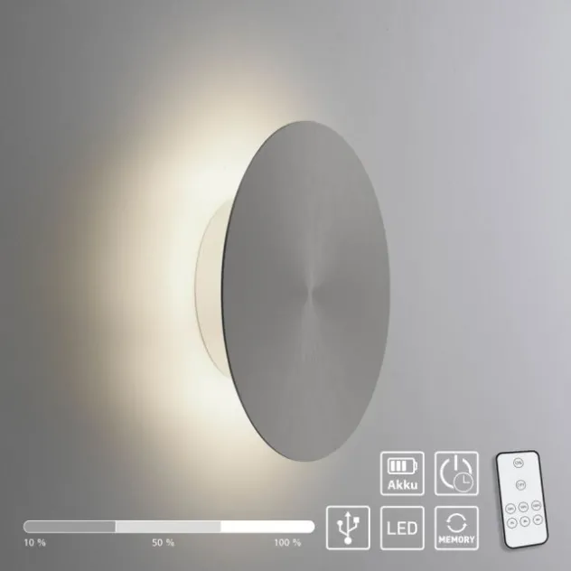LED Akkuleuchte AKKU 18cm grau Timerfunktion USB dimmbar