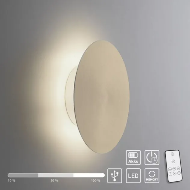 LED Akkuleuchte AKKU 18cm messing matt Timerfunktion USB dimmbar