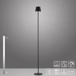 LED Akkuleuchte schwarz Steh- und Tischleuchte Touchdimmer IP54 Außenbereich