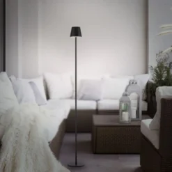 LED Akkuleuchte schwarz Steh- und Tischleuchte Touchdimmer IP54 Außenbereich