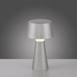 LED Akkuleuchte Tischleuchte silber Touchdimmer IP54 USB Innen-Außenbereich