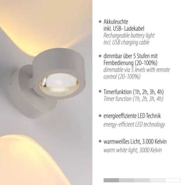 LED Akku Wandleuchte AKKU-CHIA, Sandbrise