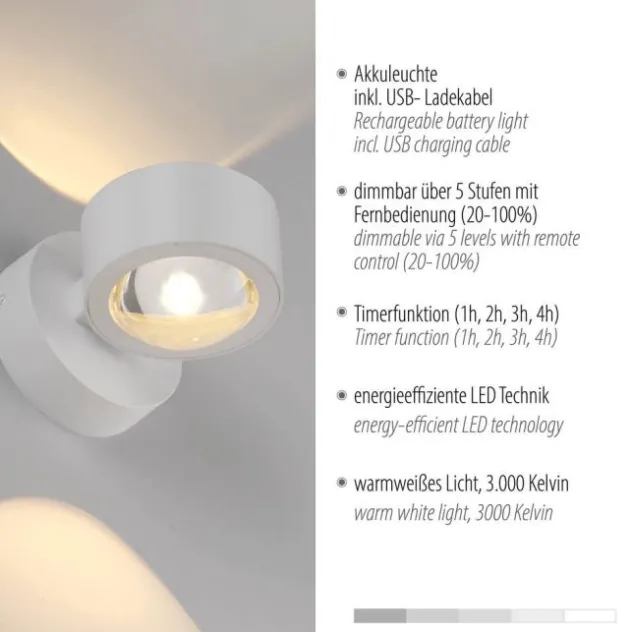 LED Akku Wandleuchte AKKU-CHIA, weiss