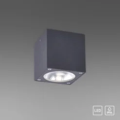 LED-Außenaufbaustrahler, anthrazit, Cube, spritzwassergeschützt,