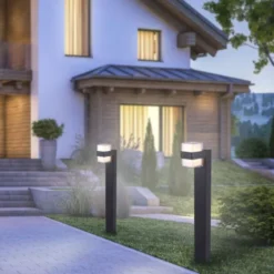 LED-Außenleuchte, Wegleuchte, anthrazit, IP44, Warmweiß