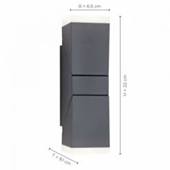 LED-Außenwandleuchte, anthrazit, warmweißes Licht, Schutzart IP54
