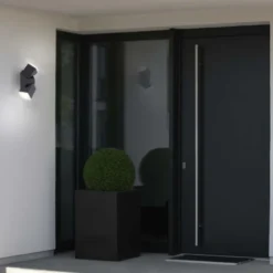 LED-Außenwandleuchte, anthrazit, warmweißes Licht, Schutzart IP54