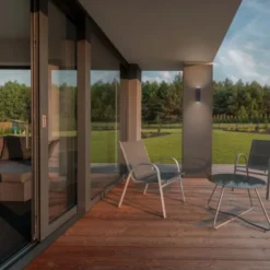 LED-Außenwandleuchte, anthrazit, warmweißes Licht, Schutzart IP54