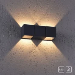 LED-Außenwandleuchte, anthrazit, warmweiß, spritzwassergeschützt, modern