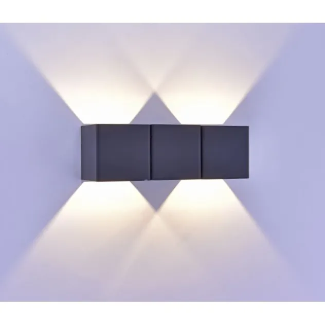 LED-Außenwandleuchte, anthrazit, warmweiß, spritzwassergeschützt, modern