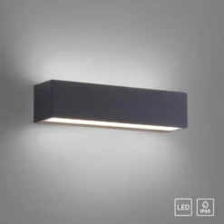 LED Außenwandleuchte, anthrazitfarben, spritzwassergeschützt, warmweiß
