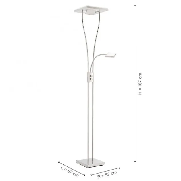 LED-Deckenfluter, Lesearm, warmweiß, Fluter dimmbar, getrennt schaltbar