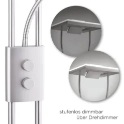 LED-Deckenfluter, Lesearm, warmweiß, Fluter dimmbar, getrennt schaltbar