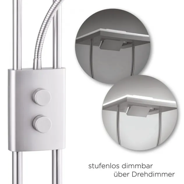 LED-Deckenfluter, Lesearm, warmweiß, Fluter dimmbar, getrennt schaltbar