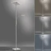 LED Deckenfluter, Leseleuchte, Fernbedienung, dimmbar, stahlfarben