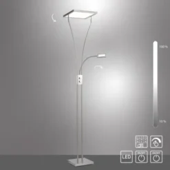 LED Deckenfluter mit Lesearm, modern, dimmbar, Drehdimmer, warmweißes Licht