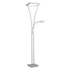 LED Deckenfluter mit Lesearm, modern, dimmbar, Drehdimmer, warmweißes Licht