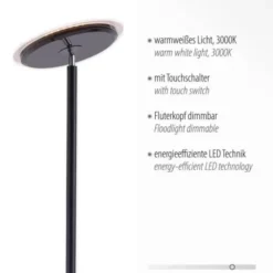 LED-Deckenfluter, schwarz, verstellbaren Fluterkopf, Stehlampe