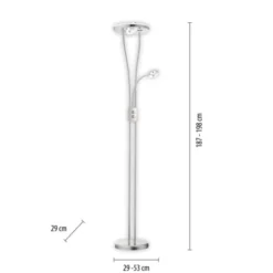 LED-Deckenfluter, stahlfarben, Leseleuchte, dimmbar, warmweißes Licht