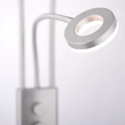 LED-Deckenfluter, stahlfarben, Leseleuchte, dimmbar, warmweißes Licht
