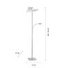 LED-Deckenfluter, stahlfarben, Lesearm, dimmbar, 180cm hoch