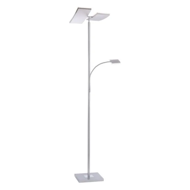 LED-Deckenfluter, stahlfarben, Lesearm, dimmbar, 180cm hoch