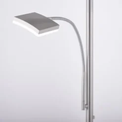 LED-Deckenfluter, stahlfarben, Lesearm, dimmbar, 180cm hoch