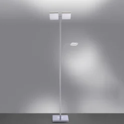 LED-Deckenfluter, stahlfarben, Lesearm, dimmbar, 180cm hoch