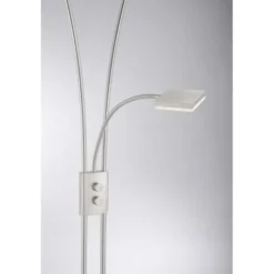 LED-Deckenfluter, stahlfarben, flexible Leseleuchte, warmweißes Licht