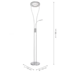 LED-Deckenfluter, stahlfarben, 2-flammig, dimmbar, Drehschalter