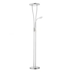LED-Deckenfluter, stahlfarben, 2-flammig, dimmbar, Drehschalter