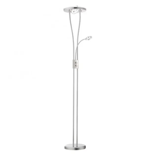 LED-Deckenfluter, stahlfarben, 2-flammig, dimmbar, Drehschalter