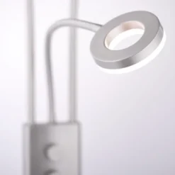 LED-Deckenfluter, stahlfarben, 2-flammig, dimmbar, Drehschalter