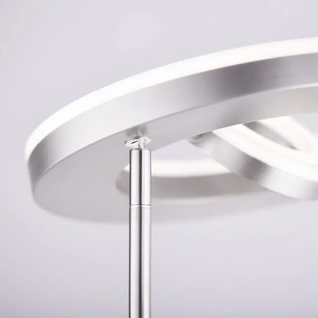 LED-Deckenfluter, stahlfarben, 2-flammig, dimmbar, Drehschalter