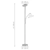 LED-Deckenfluter, stahlfarben, flexibler Lesearm, dimmbar, modern, Büro