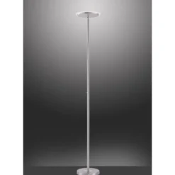 LED-Deckenfluter, stahlfarben, rund, warmweißer Lichtfarbe, Touchdimmer