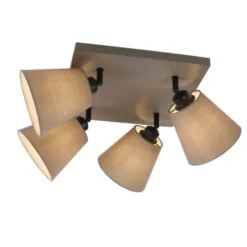 LED Deckenlampe 4 flammig Farbe quadratisch taube drehbar Stoffschirm
