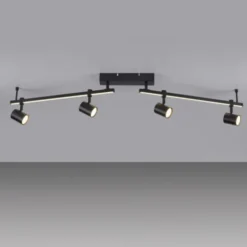 LED Deckenlampe 4 flammig mit LED Board schwarz drehbar Memoryfunktion