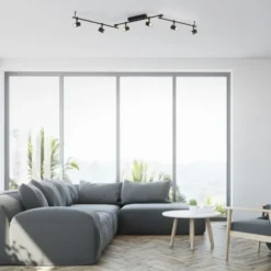 LED Deckenlampe 6 flammig mit LED Board schwarz drehbar Memoryfunktion