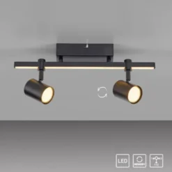 LED Deckenlampe 2 flammig mit LED Board schwarz drehbar Memoryfunktion